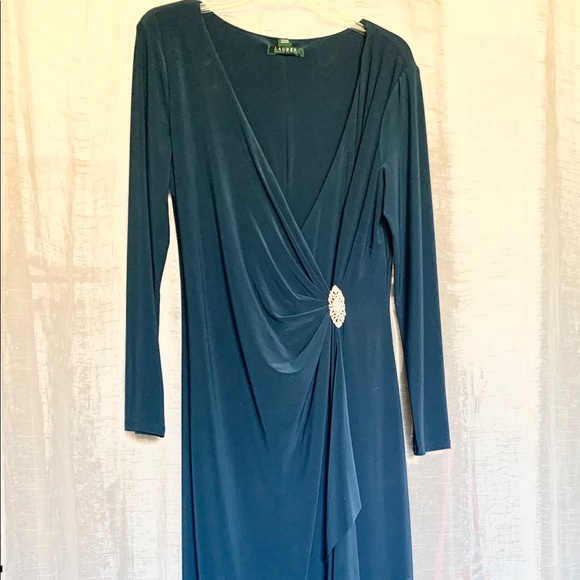 Ralph Lauren teal full length gown - Picture 1 of 4